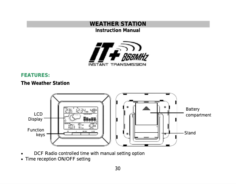 Page 1 de la notice Manuel utilisateur Techno Line WS 9273-IT