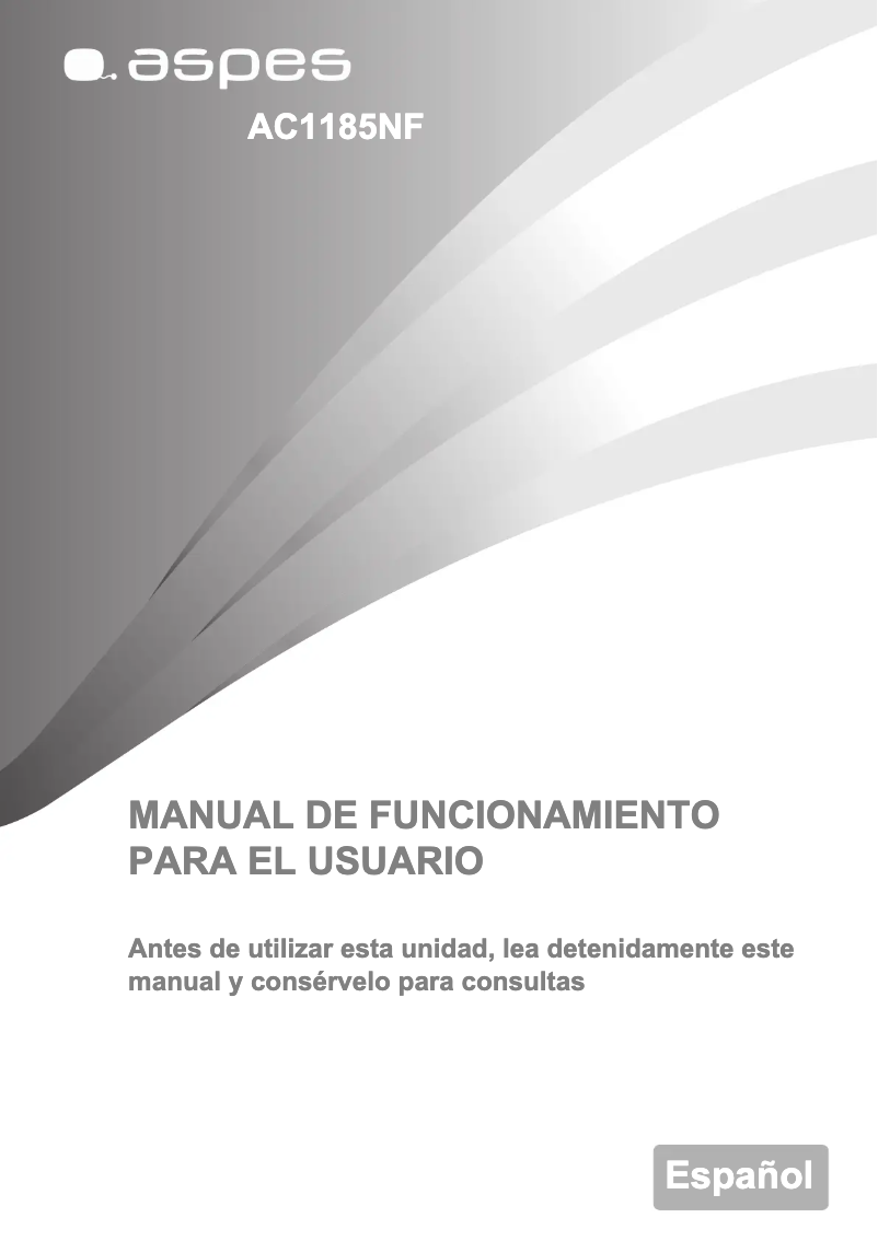 Page 1 de la notice Manuel utilisateur Aspes AC1185NF
