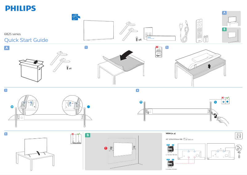 Page 1 de la notice Guide de démarrage rapide Philips 43PFS6825