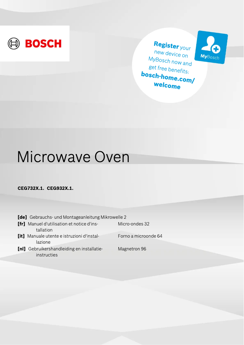 Page 1 de la notice Manuel utilisateur Bosch CEG932XB1