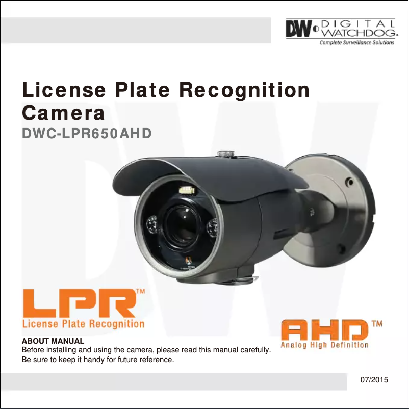 Image de la première page du manuel de l'appareil DW LPR DWC-LPR650AHD