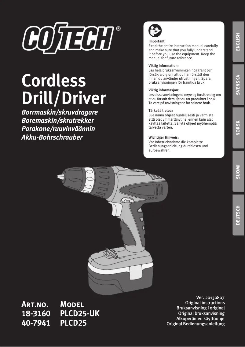 Page n°1 - Manuel utilisateur Cotech PLCD25