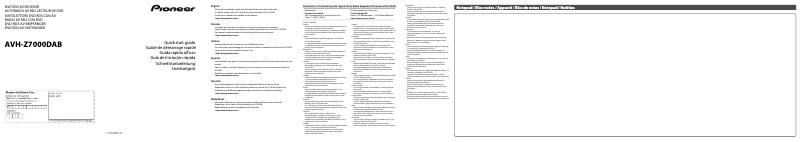 Page 1 de la notice Guide de démarrage rapide Pioneer AVH-Z7000DAB