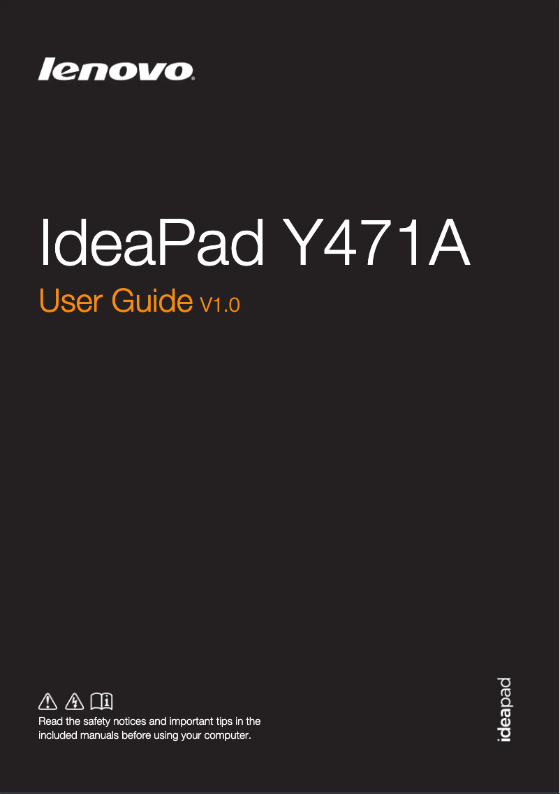 Image de la première page du manuel de l'appareil IdeaPad Y471A