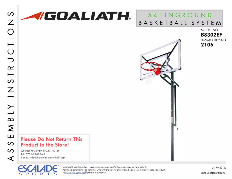 Page 1 de la notice Manuel utilisateur Goaliath GoTek 54