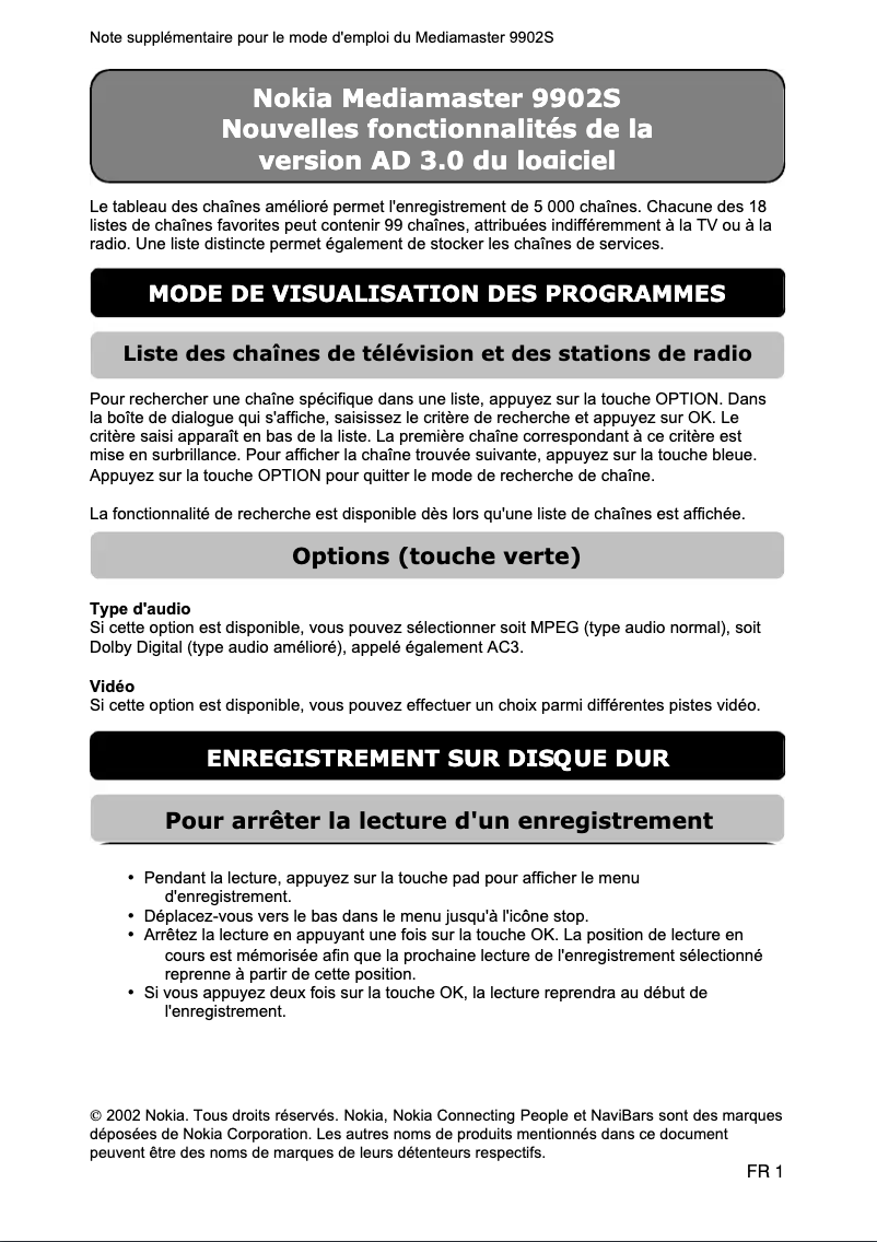 Image de la première page du manuel de l'appareil 9902S