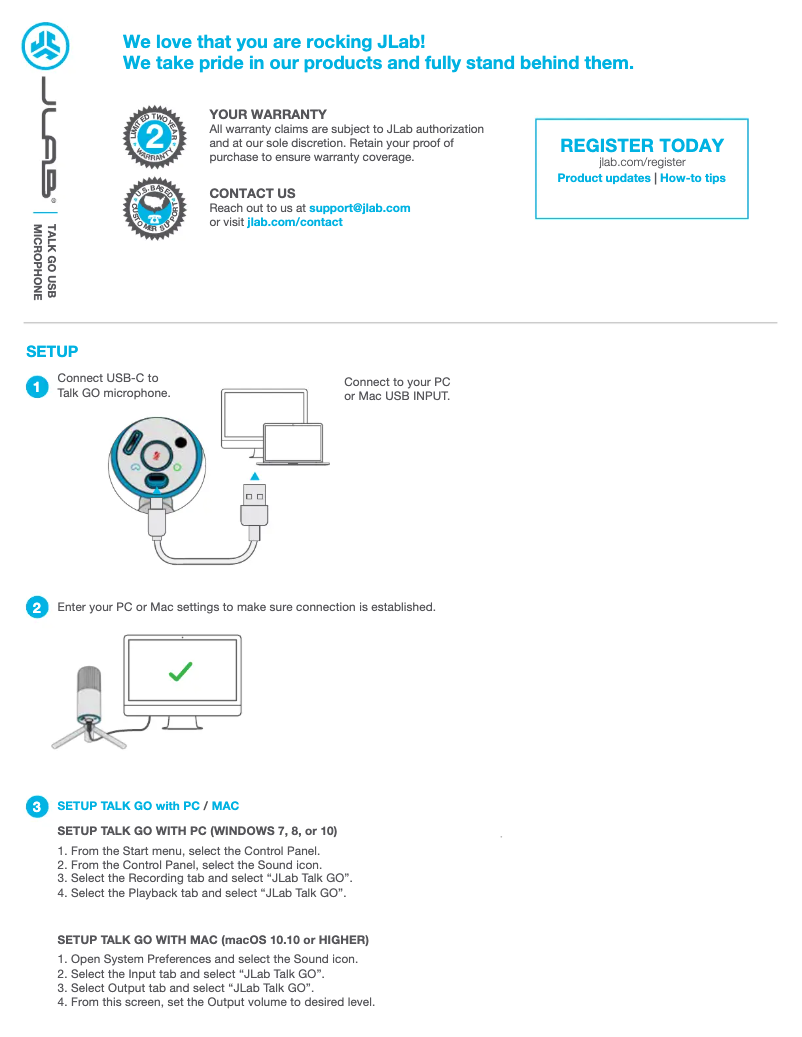 Page n°1 - Manuel utilisateur JLab Talk Go