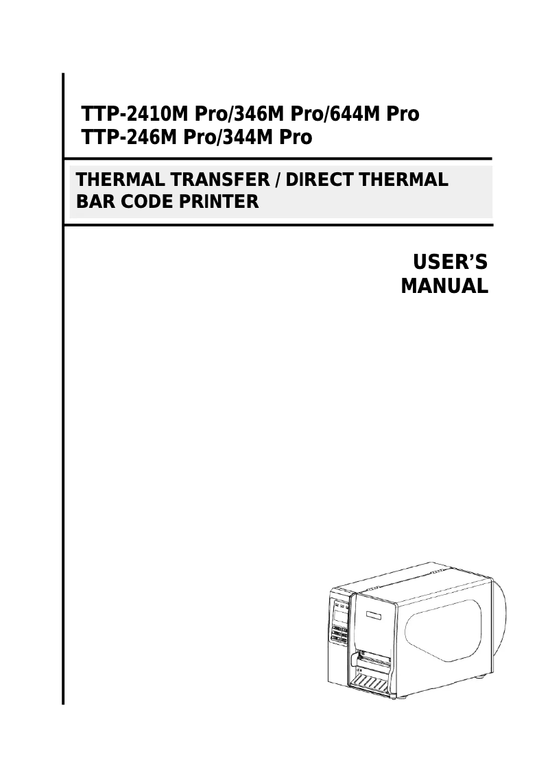 Page n°1 - Manuel utilisateur TSC TTP-344M Pro