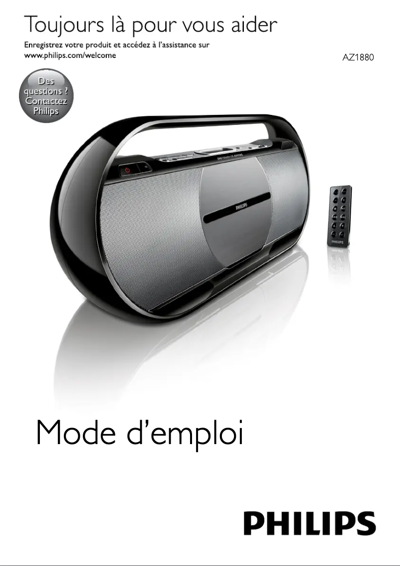 Page 1 de la notice Manuel utilisateur Philips AZ1880