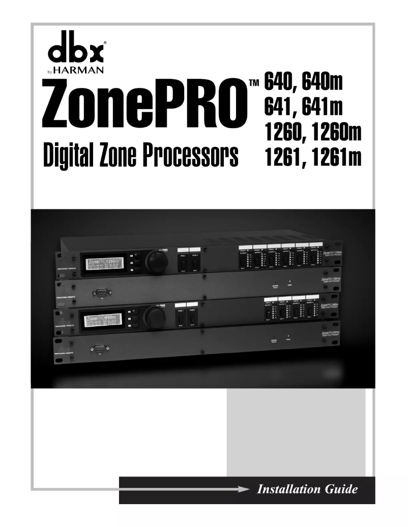 Page n°1 - Guide d'installation DBX ZonePRO 641m