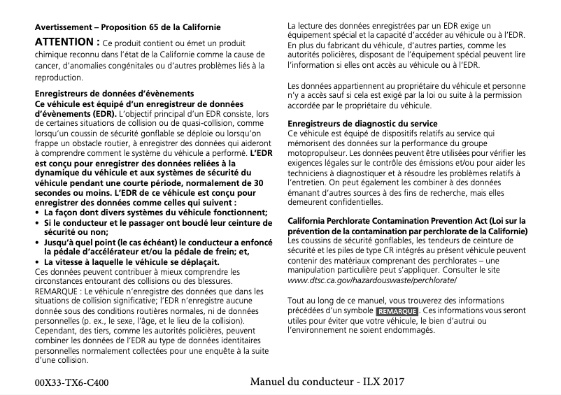 Page n°1 - Manuel utilisateur Acura ILX (2017)