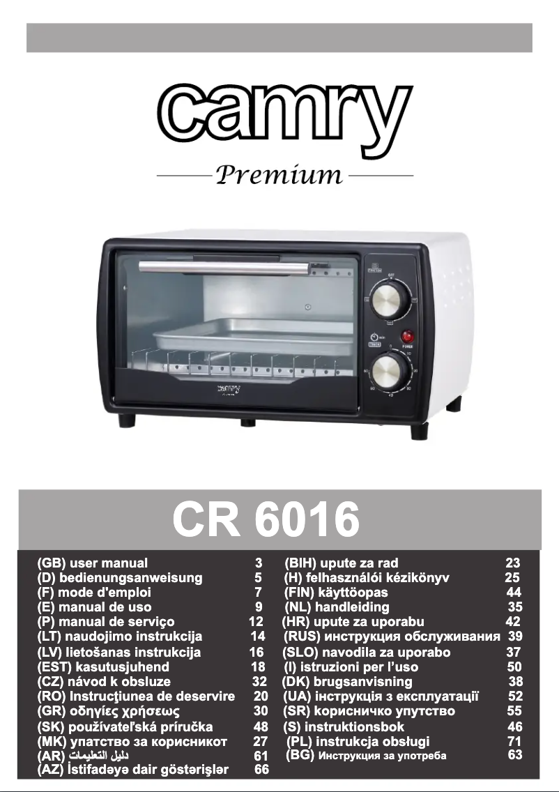 Page 1 de la notice Manuel utilisateur Camry CR 6016