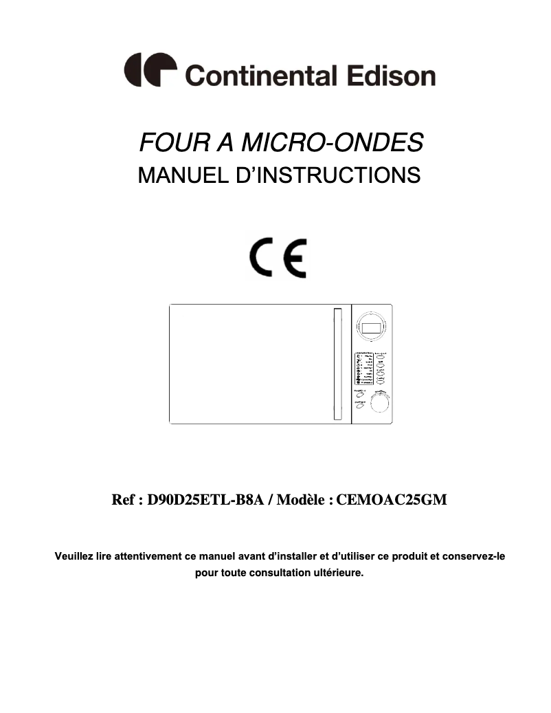 Image de la première page du manuel de l'appareil CEMOAC25GM