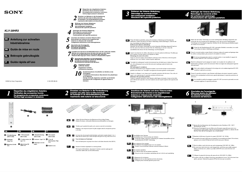 Page 1 de la notice Guide d'installation Sony KLV-30HR3