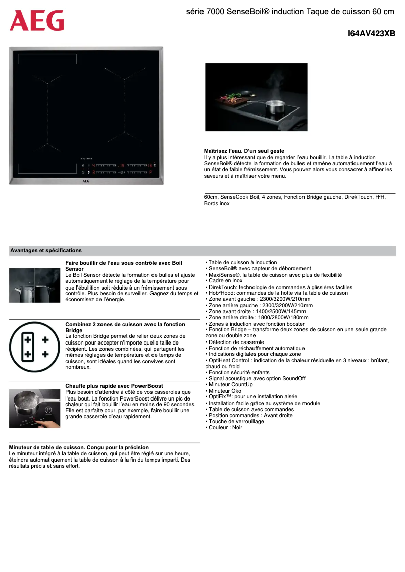 Página 1 del manual Ficha técnica AEG I64AV423XB