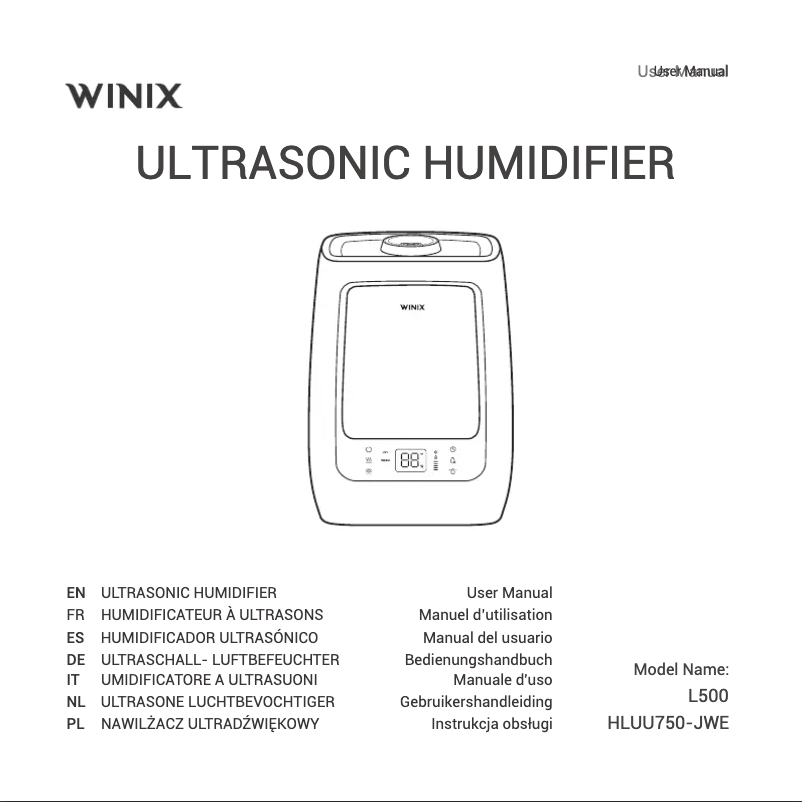 Page 1 de la notice Manuel utilisateur Winix L500