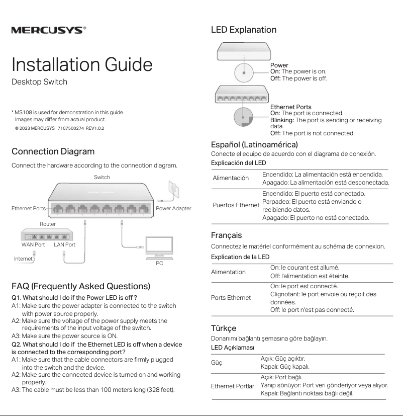 Page n°1 - Guide d'installation Mercusys MS108GS