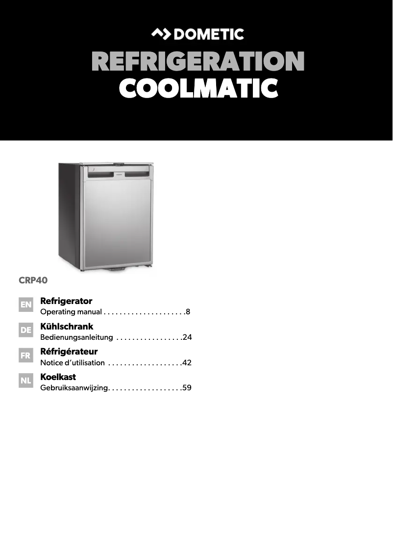 Page 1 de la notice Manuel utilisateur Dometic CoolMatic CRP40S
