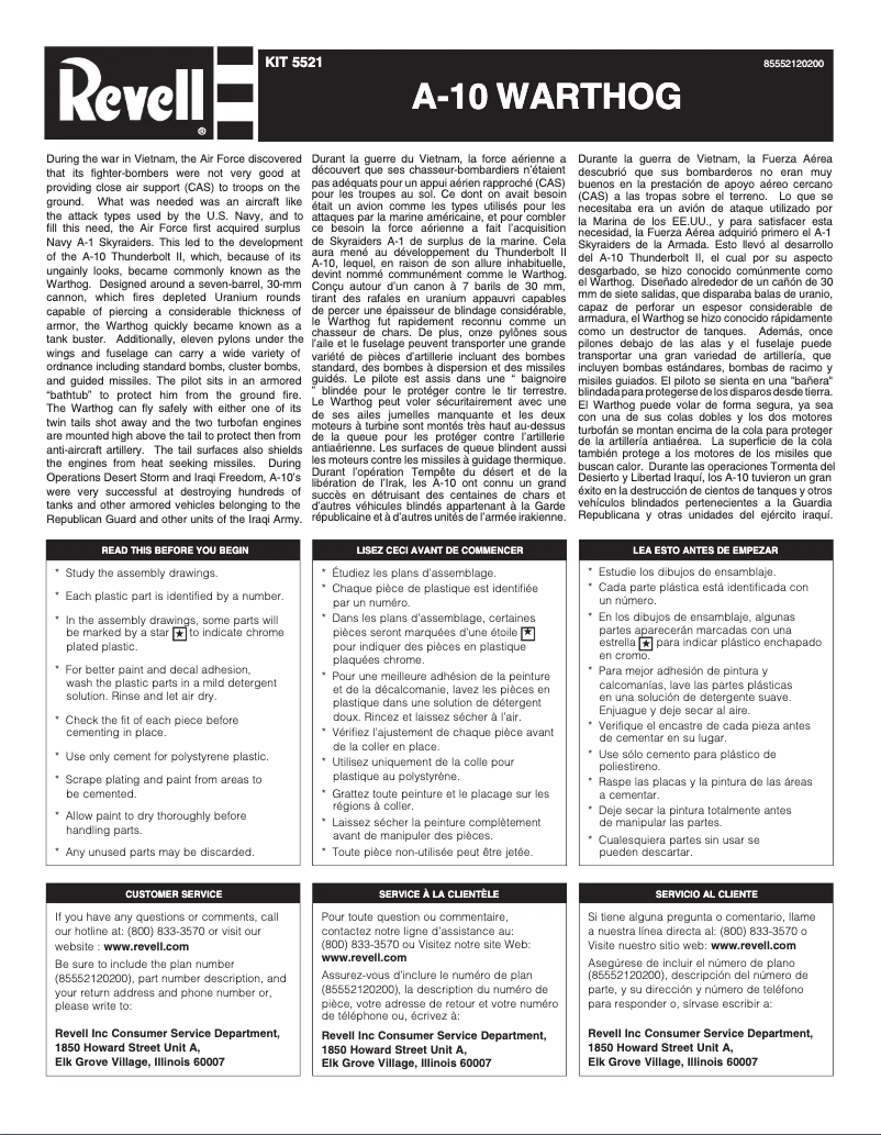 Page n°1 - Manuel utilisateur Revell A-10 Warthog