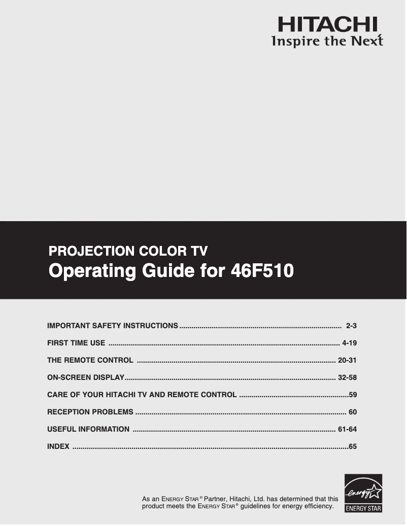 Page n°1 - Manuel utilisateur Hitachi 46F510