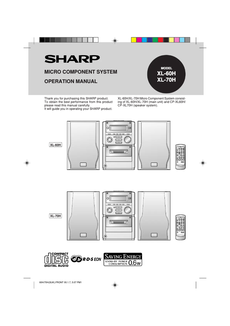 Page 1 of the manual User Manual Sharp XL-70H