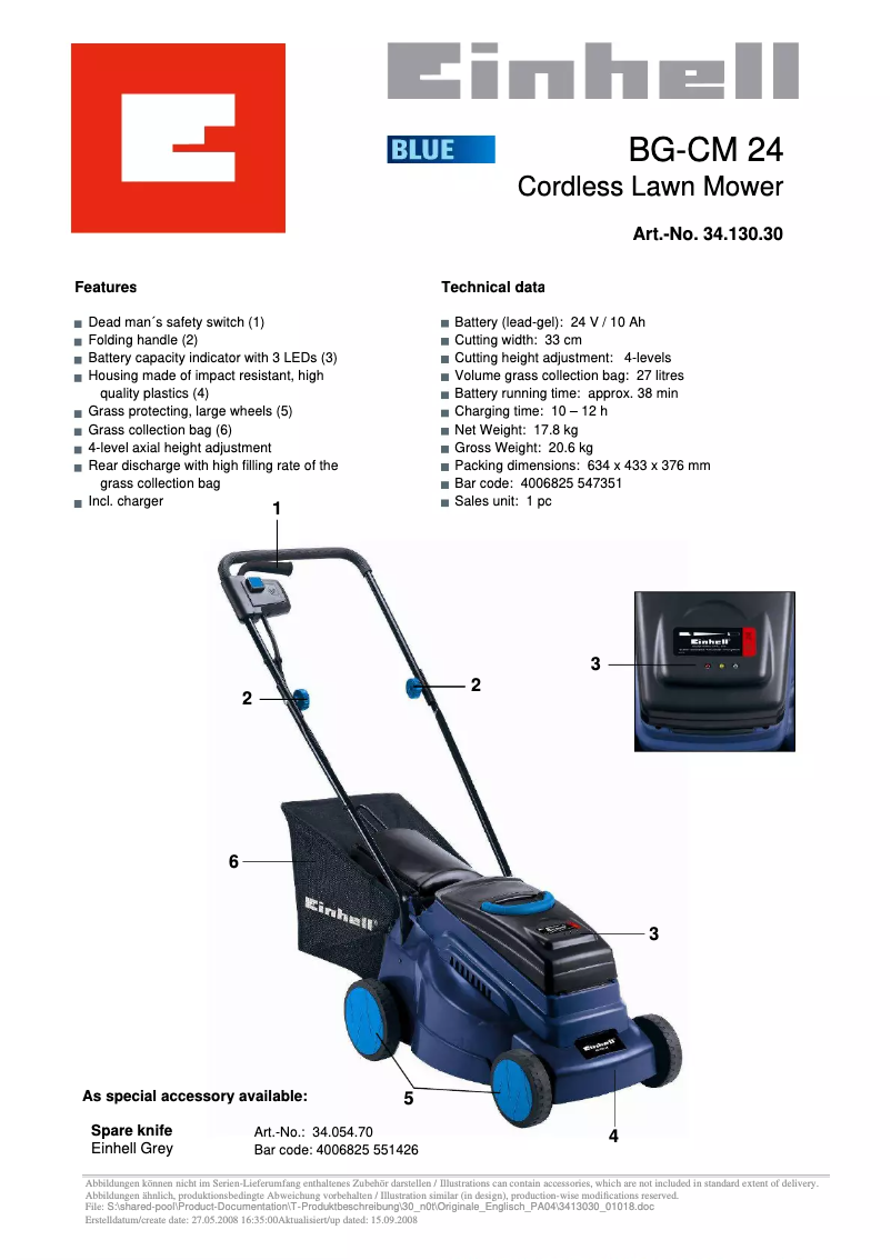 Image de la première page du manuel de l'appareil BG-CM 24