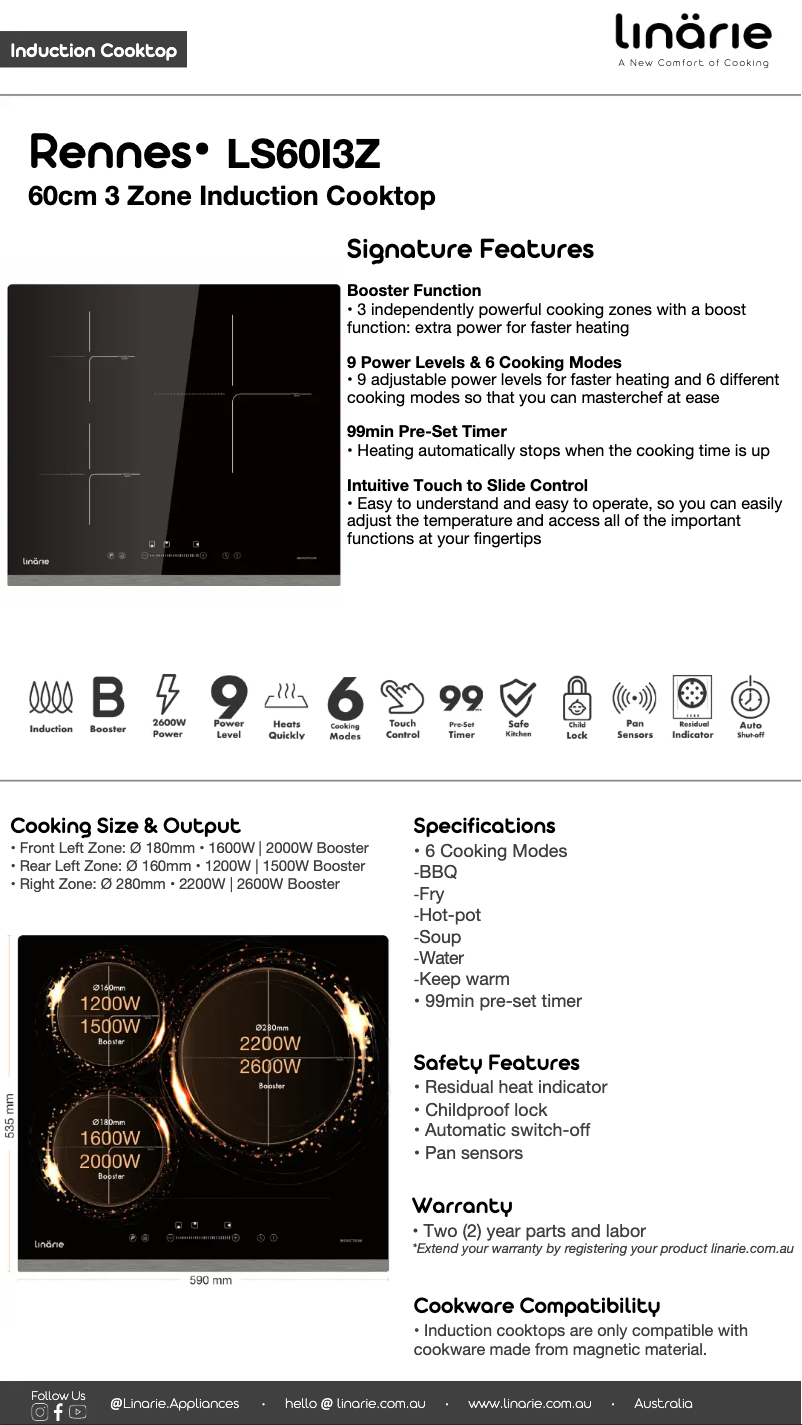 Page 1 de la notice Fiche technique Linarie RENNES LS60I3Z
