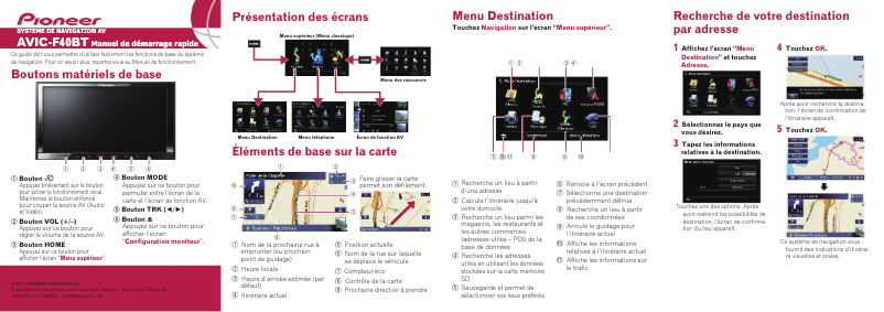 Page 1 de la notice Guide de démarrage rapide Pioneer AVIC-F40BT