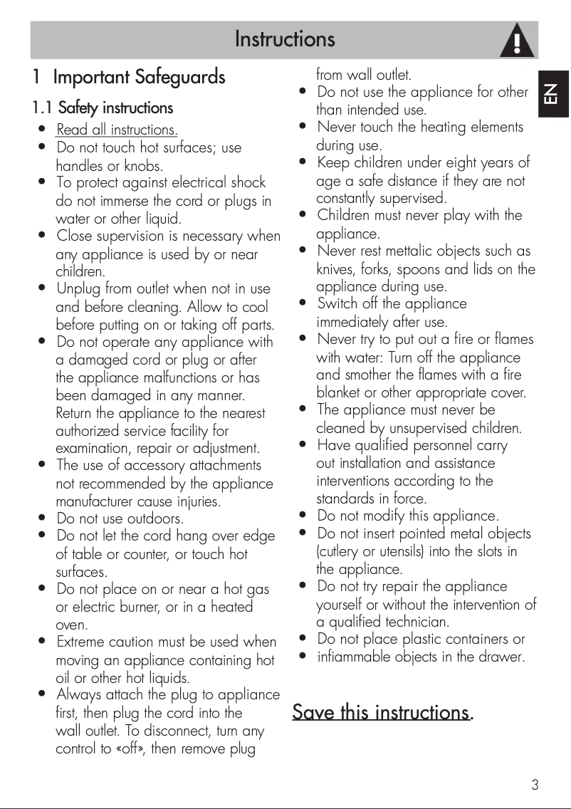 Page 1 de la notice Manuel utilisateur Smeg CPRU315X