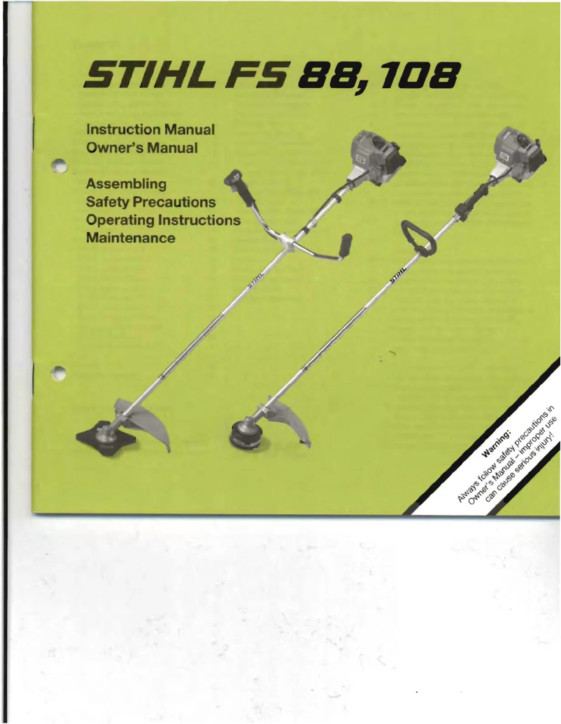 Page 1 de la notice Manuel utilisateur Stihl FS 88