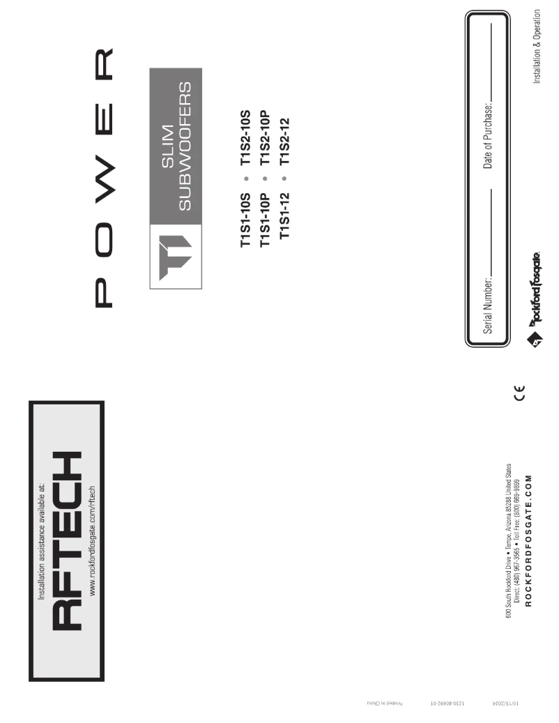 Page 1 de la notice Manuel utilisateur Rockford Fosgate Power T1S1-12