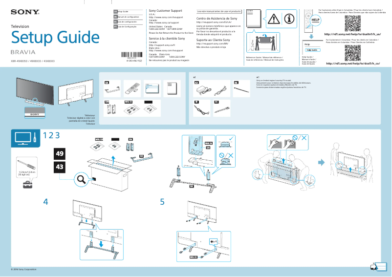 Page n°1 - Guide d'installation Sony Bravia XBR-49X800D