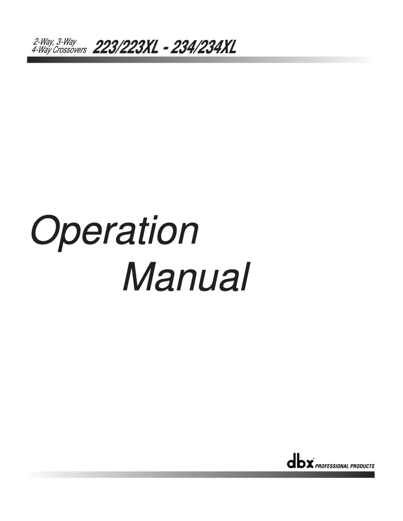 Page n°1 - Manuel utilisateur DBX 234XL