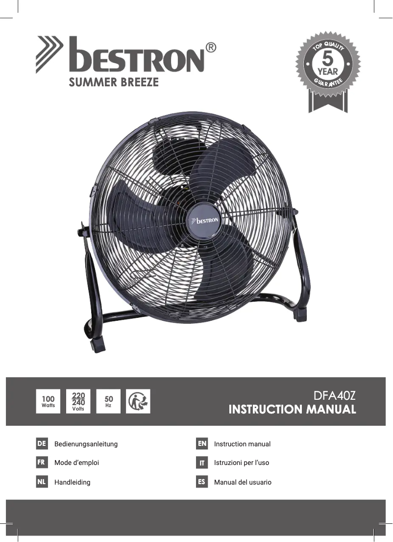 Página 1 del manual Manual de instrucciones Bestron Summer Breeze DFA40Z
