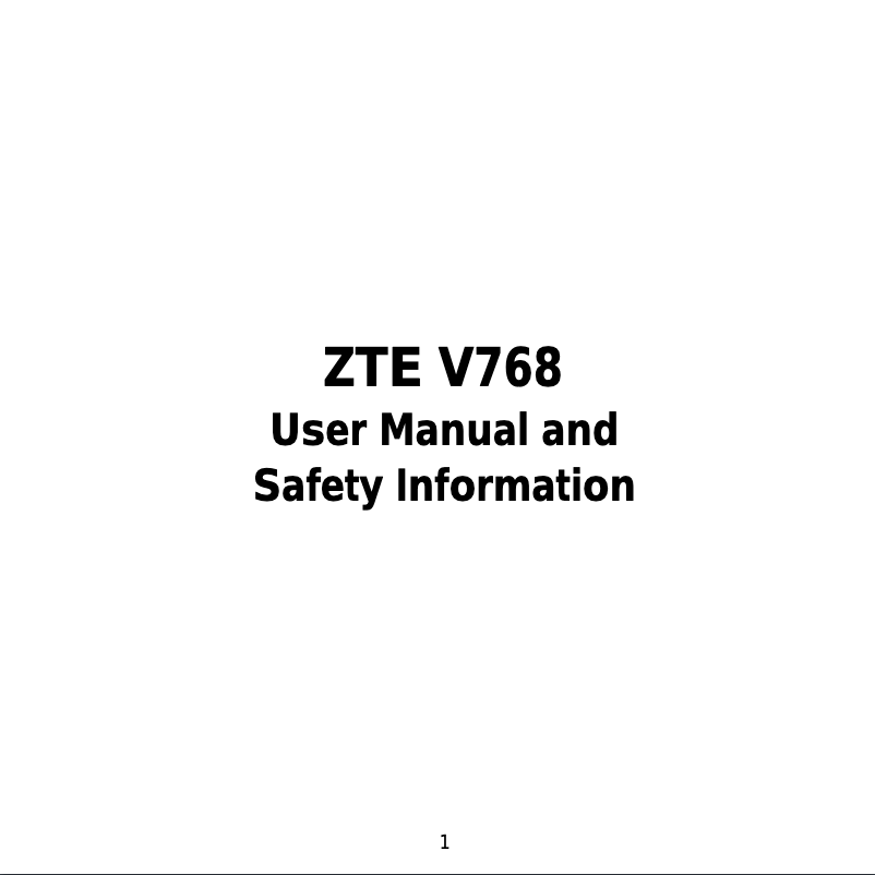 Page 1 de la notice Manuel utilisateur ZTE V-768 GoSmart