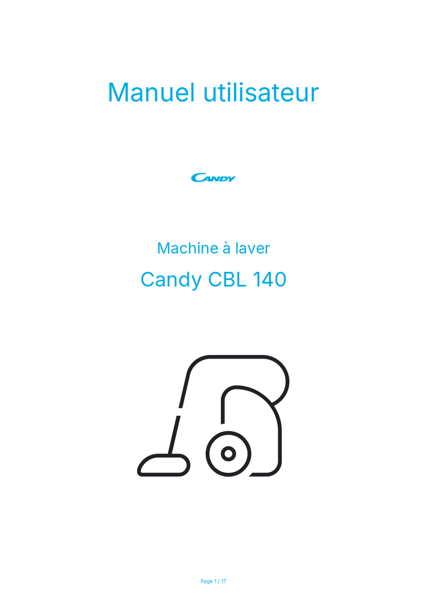 Page n°1 - Manuel utilisateur Candy CBL 140