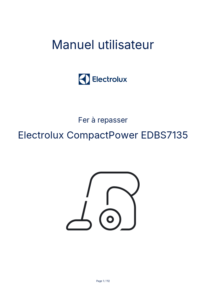 Page n°1 - Manuel utilisateur Electrolux CompactPower EDBS7135