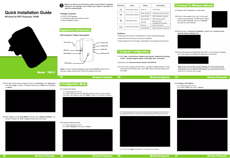 Page 1 de la notice Manuel utilisateur 7inova 7W211