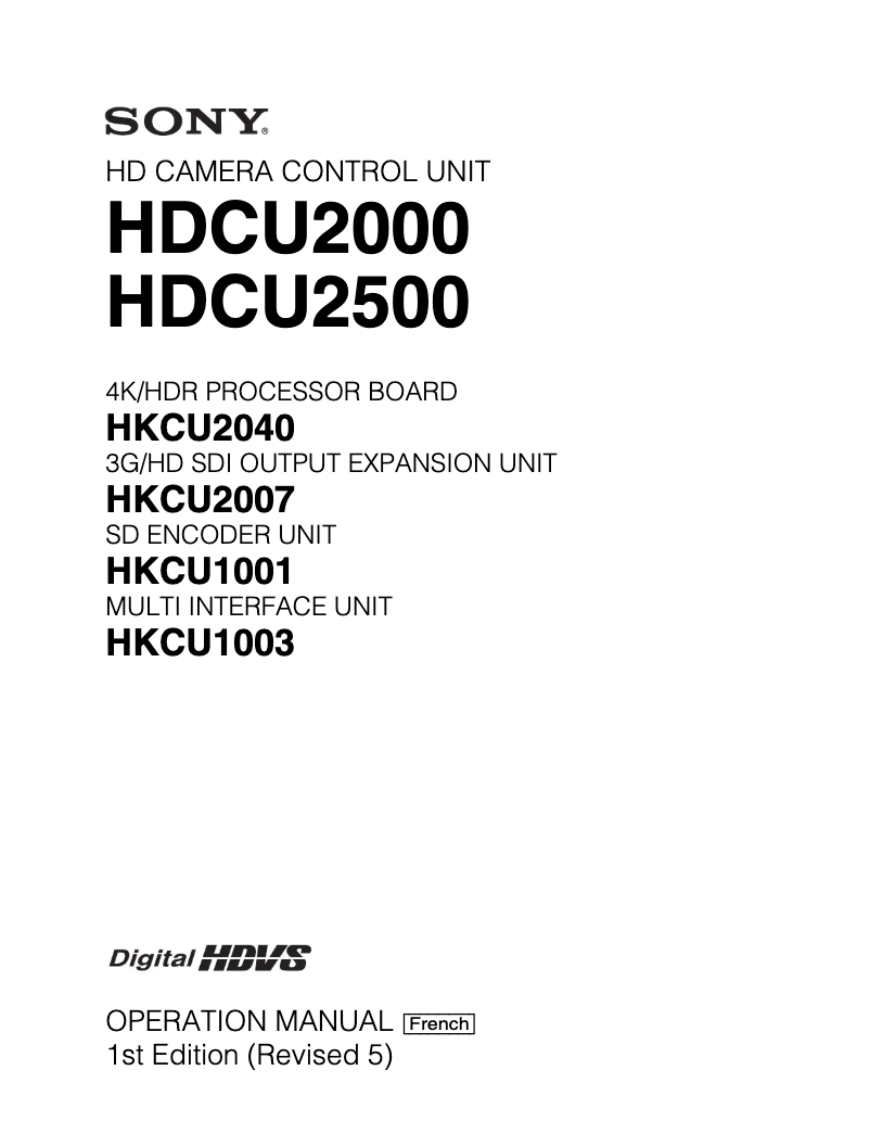 Page 1 de la notice Manuel utilisateur Sony HDCU-2500