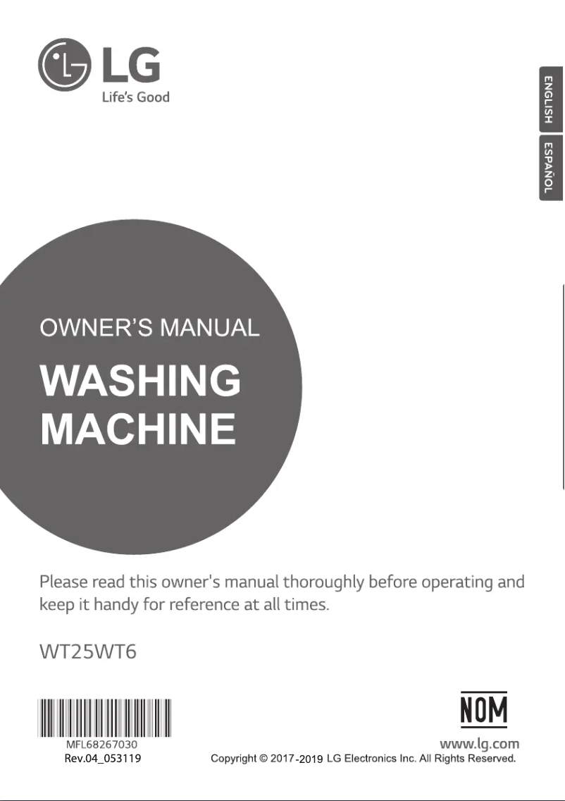 Page 1 de la notice Manuel utilisateur LG WT25WT6