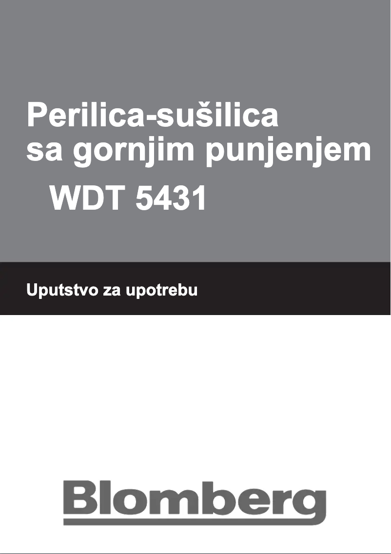 Page n°1 - Manuel utilisateur Blomberg WDT 5431