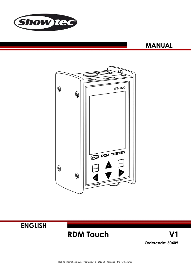 Page 1 de la notice Manuel utilisateur Showtec RDM Touch
