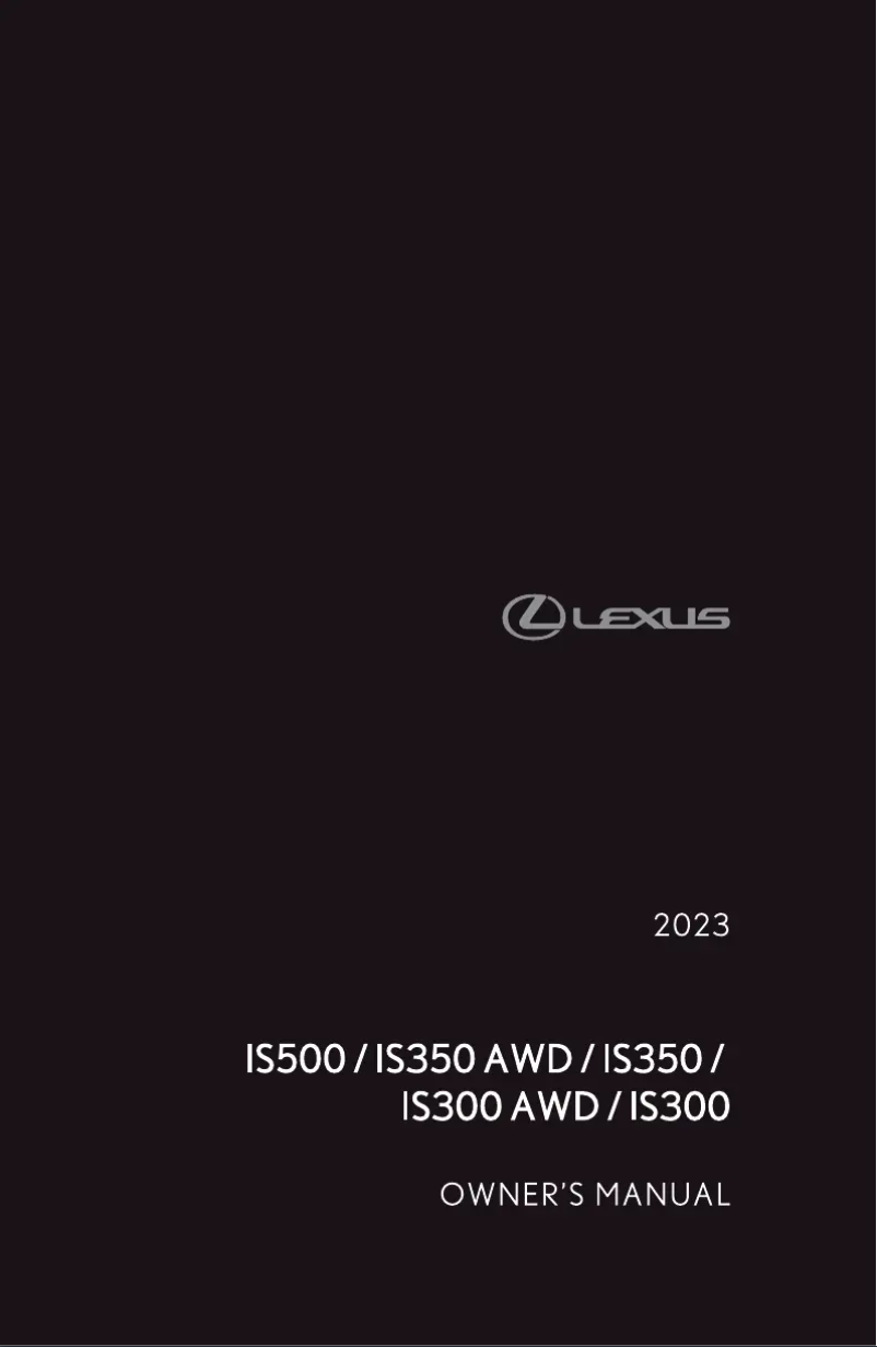 Page 1 de la notice Manuel utilisateur Lexus IS 300 AWD (2023)