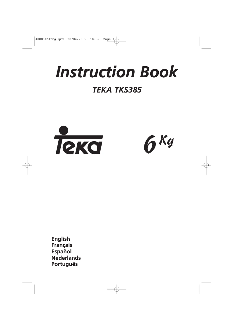 Page n°1 - Manuel utilisateur Teka TKS 385
