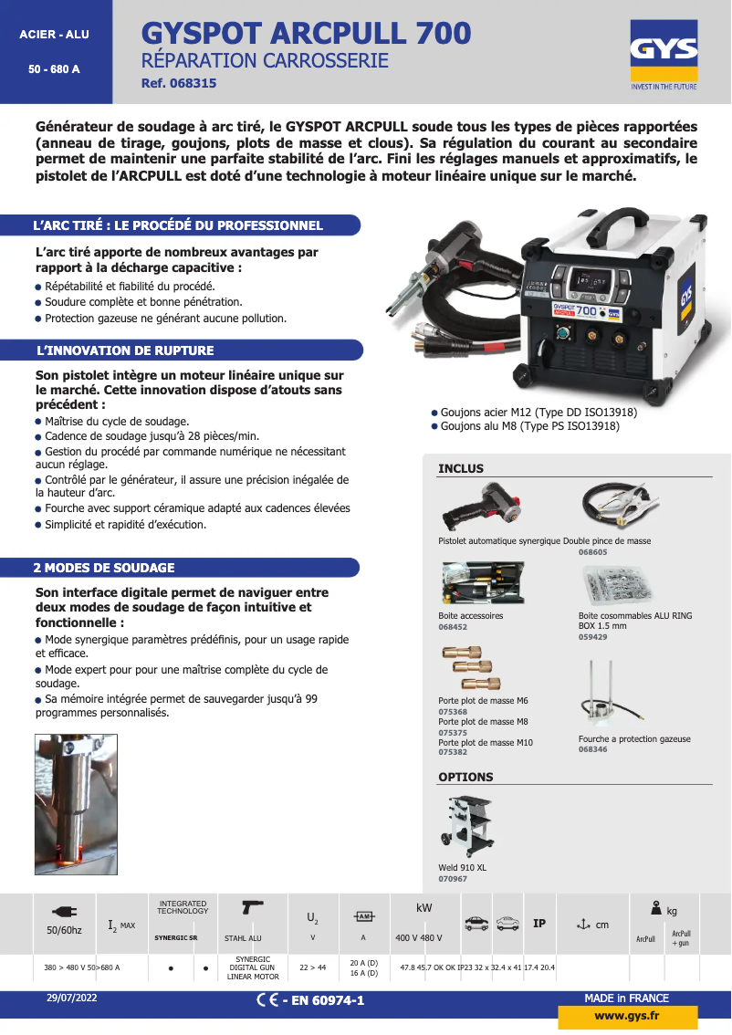 Image de la première page du manuel de l'appareil Gyspot Arcpull 700