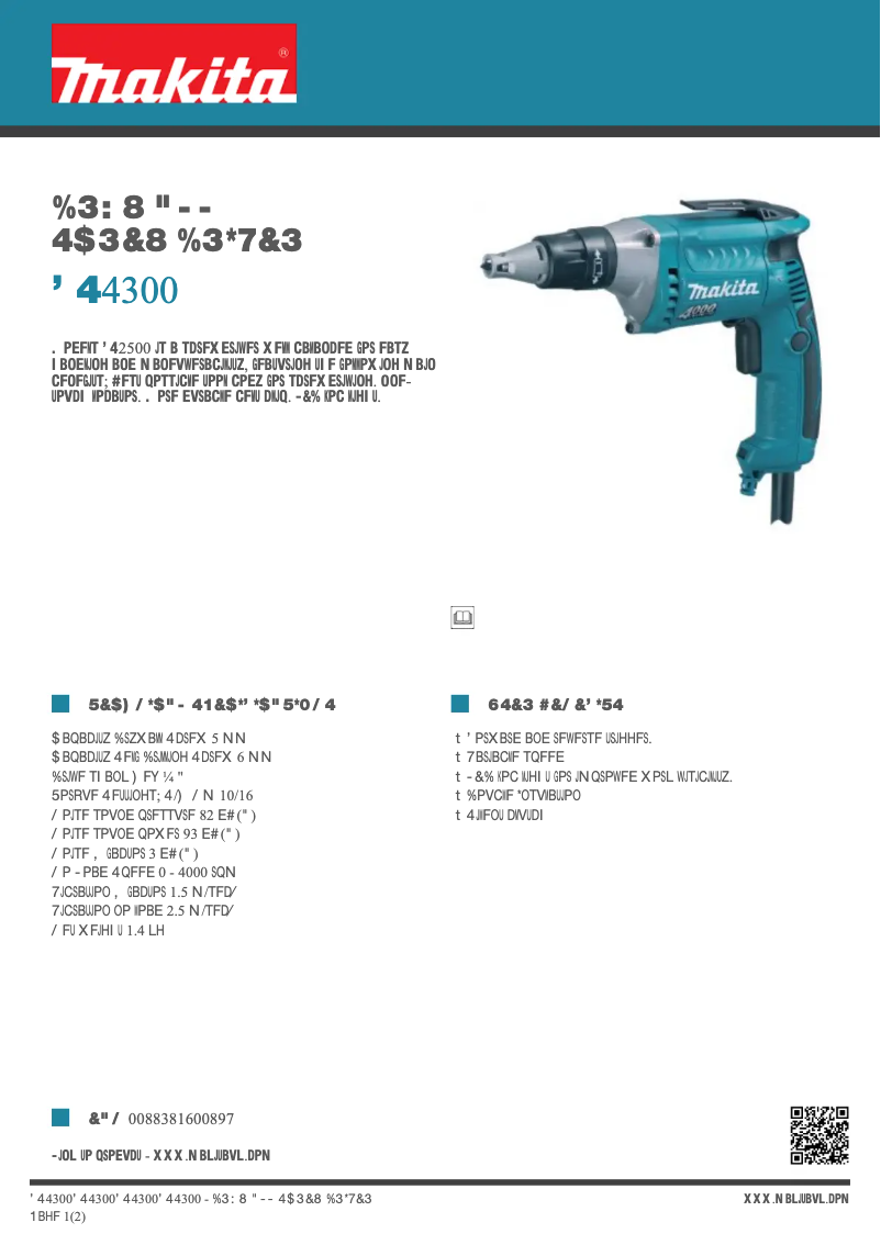 Page 1 de la notice Fiche technique Makita FS4300