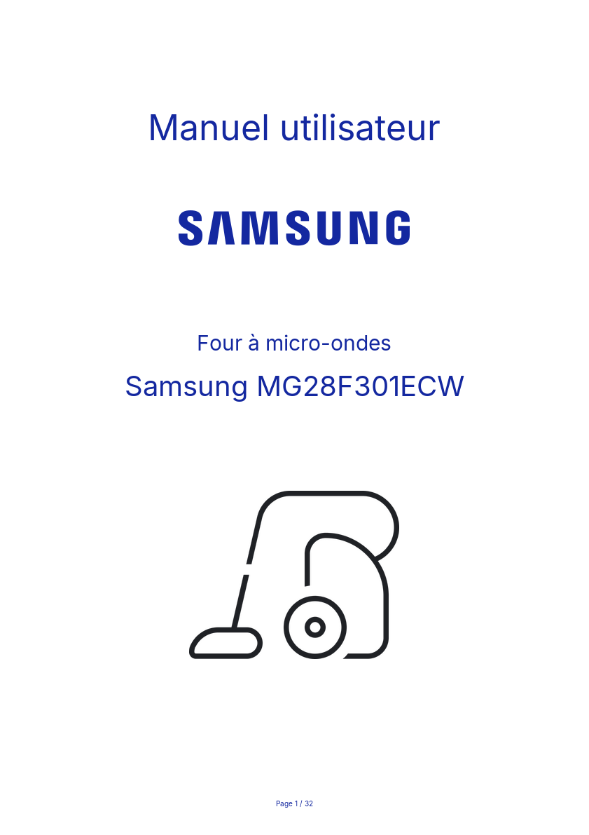 Page n°1 - Manuel utilisateur Samsung MG28F301ECW