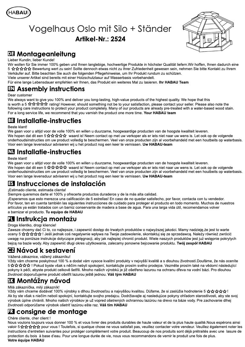 Page 1 de la notice Manuel utilisateur HABAU Oslo