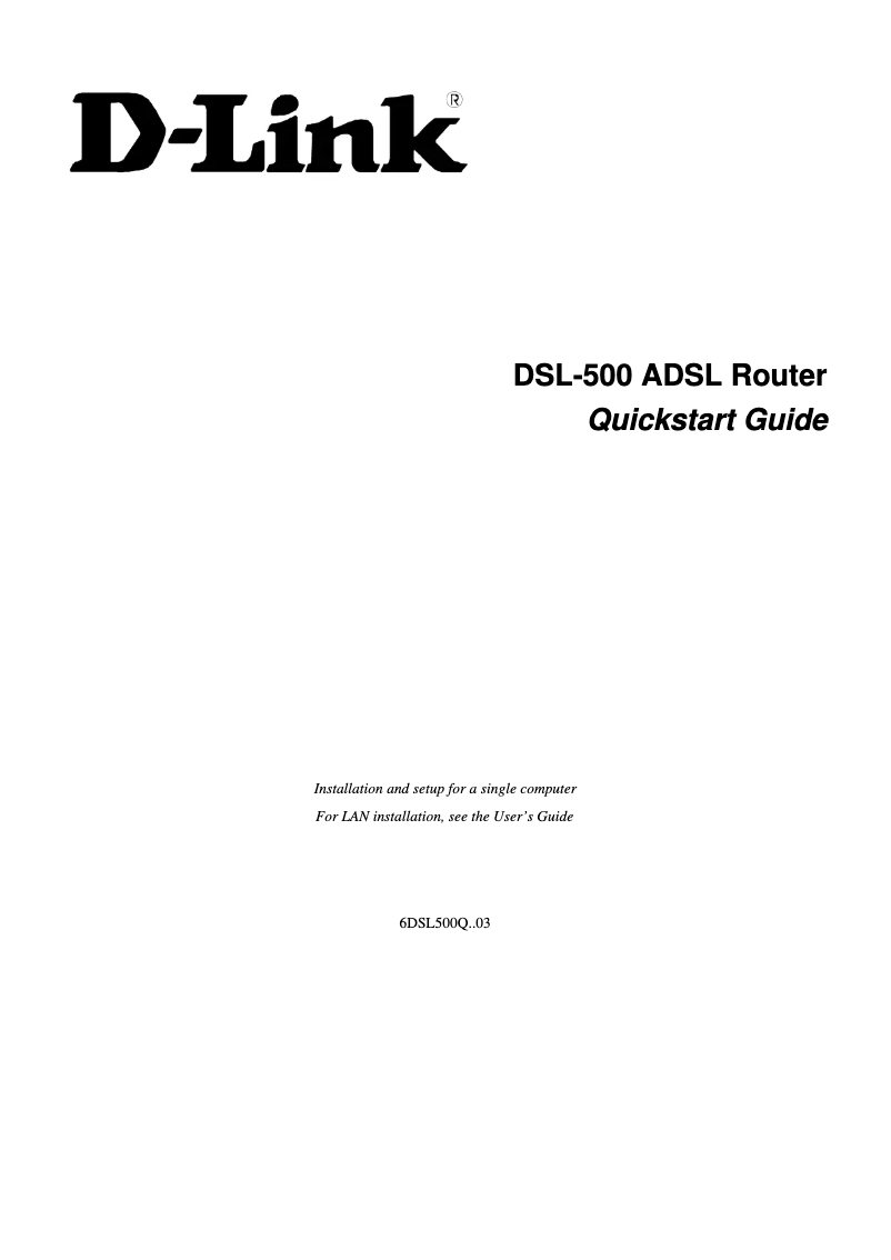 Image de la première page du manuel de l'appareil DSL-500