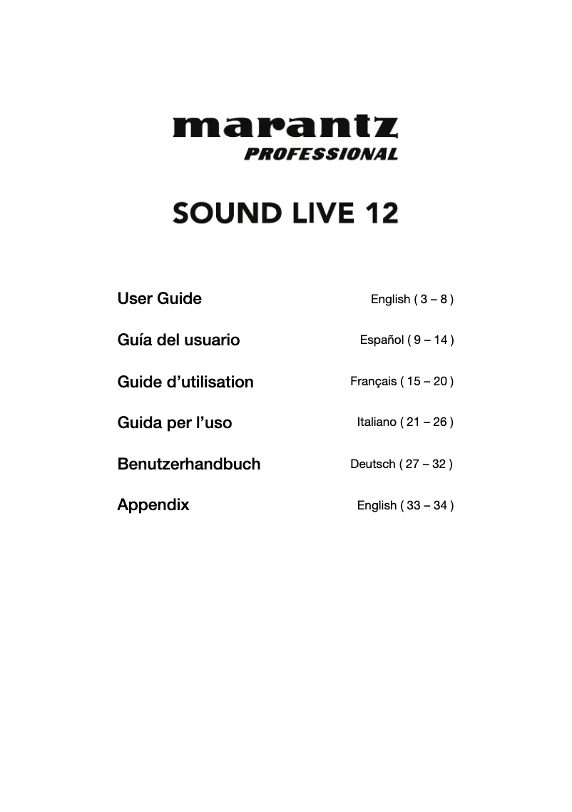 Page n°1 - Manuel utilisateur Marantz Sound Live 12